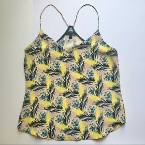 J. Crew Silk Racerback Floral Print Top